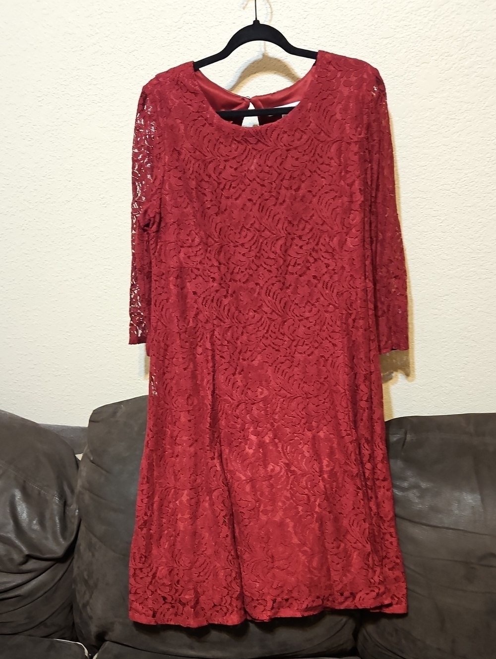 Women's Red Lace A-Line Dress